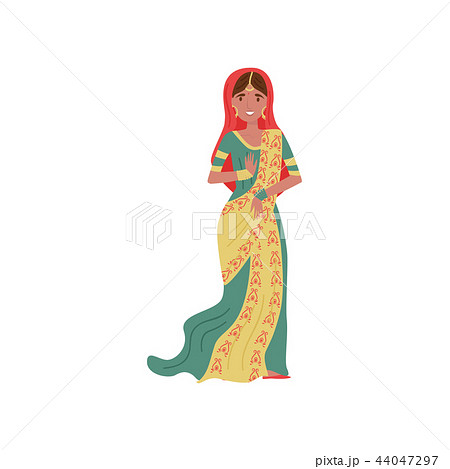 Beautiful Indian Woman In Traditional Sari のイラスト素材