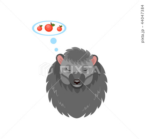 Cute hedgehog sleeping and dreaming about apples, sweet animal cartoon character vector Illustration Cute hedgehog sleeping and dreaming about apples, sweet animal cartoon character vector Illustration 44047384