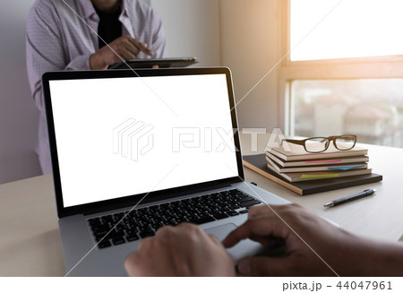 mock up Using laptop with blank screen computer mock up Using laptop with blank screen computer 44047961