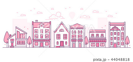 City architecture - modern thin line design style vector illustration City architecture - modern thin line design style vector illustration 44048818