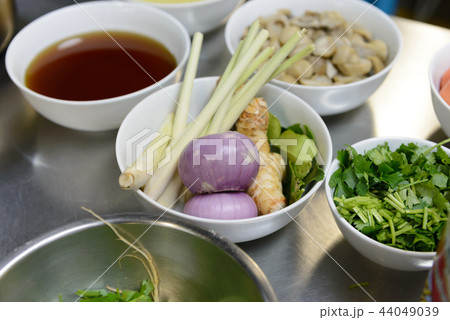ingredients for TomYam spicy soup on table 44049039