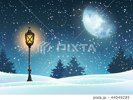 Winter Christmas motive, vintage lantern in snowy 44049285