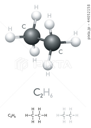 Ethane, C2H6, molecule model and chemical formula Ethane, C2H6, molecule model and chemical formula 44052158
