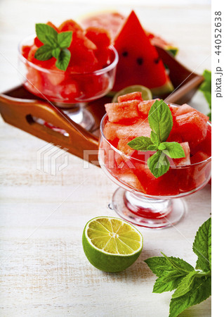 Pieces of watermelon and mint Pieces of watermelon and mint 44052638