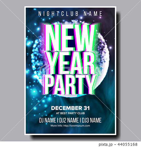 2019 Party Flyer Poster Vector. Happy New Year. Music Night Club Event. Greeting Dance Event. Design 44055168