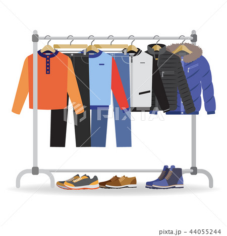 Clothes hanger with casual man clothes, footwear Clothes hanger with casual man clothes, footwear 44055244
