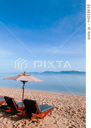 Vacation beach beds under umbrella in summer Samui 44058638
