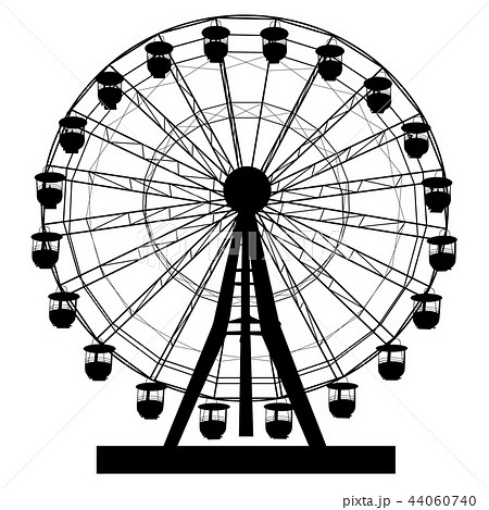 Silhouette Atraktsion Colorful Ferris Wheel On Whiのイラスト素材