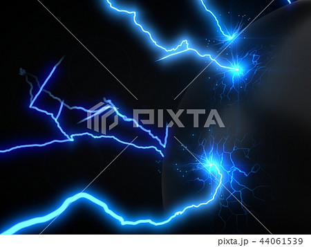 powerful lightning strikes on sphere and makes cracks on surface of sphere. 3d illustration powerful lightning strikes on sphere and makes cracks on surface of sphere. 3d illustration 44061539