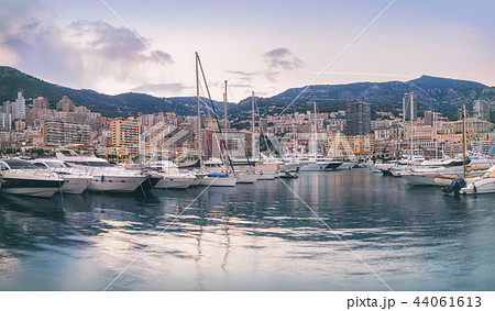 Evening on Monaco promenade with no people Evening on Monaco promenade with no people 44061613