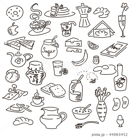Morning breakfast doodle seamless pattern 44063452