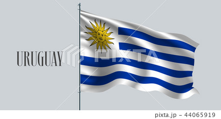Uruguay waving flag on flagpole vector 44065919