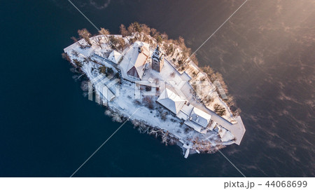 Amazing sunset at the lake Bled in winter, Slovenia. Amazing sunset at the lake Bled in winter, Slovenia. 44068699