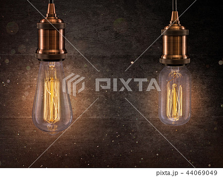 Vintage Edison light bulbs on dark background. 44069049