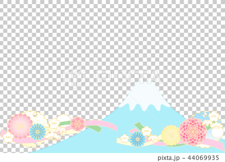 和柄 背景 富士山 縁起花のイラスト素材