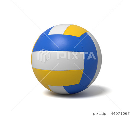 3d rendering of a single three-colored volleyball ball with a shadow lying on a white background. 3d rendering of a single three-colored volleyball ball with a shadow lying on a white background. 44071067