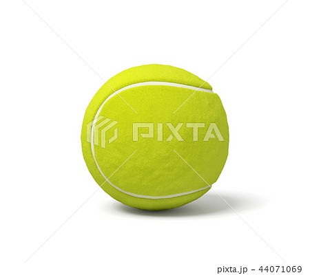 3d rendering of a single acid green tennis ball standing on a white background with a shadow. 3d rendering of a single acid green tennis ball standing on a white background with a shadow. 44071069