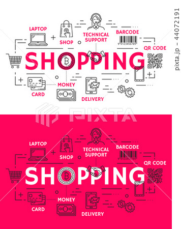 Shopping and retail outline icons 44072191