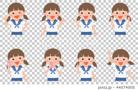 女性中学生夏服上半身1のイラスト素材