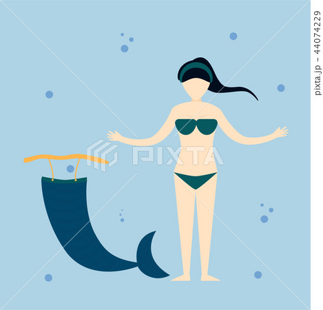 Character of mermaid girl  in the blue sea. 44074229
