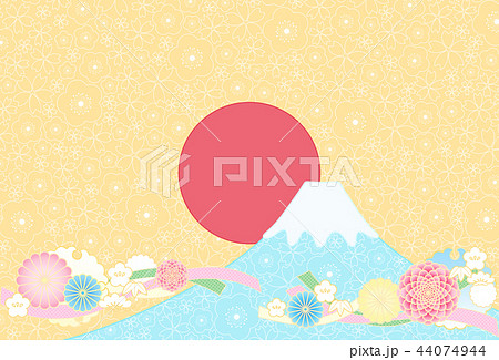 和柄 背景 富士山 初日の出 縁起花 和柄 背景 富士山 初日の出 縁起花 44074944
