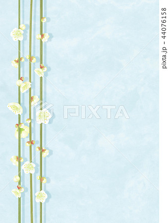 白梅の和風背景 ブルー 44076158