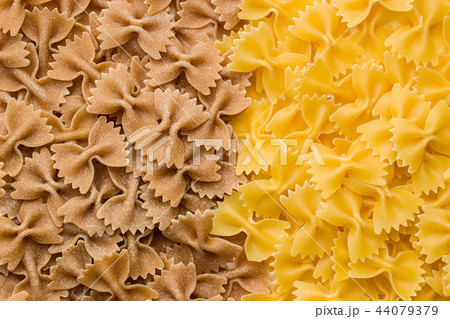 Wholewheat farfalle pasta. Tasty italian pasta. 44079379