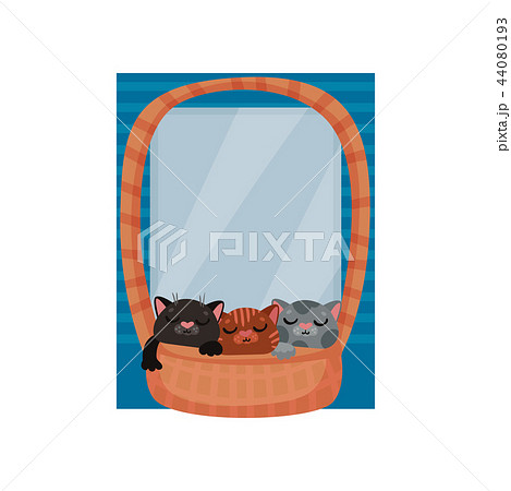 Cute photo frame with kittens, album template for kids with space for photo or text, card, picture 44080193