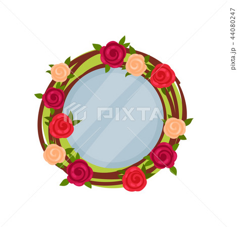 Cute photo frame with flowers, album template for kids with space for photo or text, card, picture 44080247