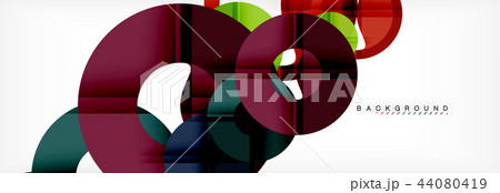 Colorful rings on grey background, modern geometric pattern design. Vector business or technology 44080419