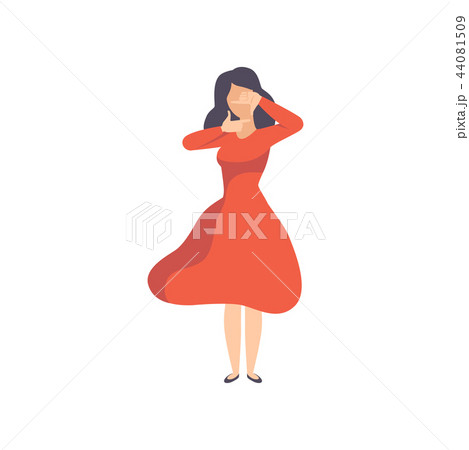 Young brunette woman making frame as a focus for photo with her fingers, girl gesturing for cropping 44081509