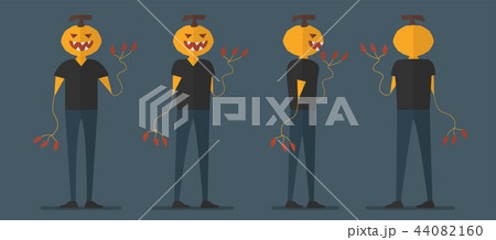 Character design of pumpkin man for Halloween day 44082160