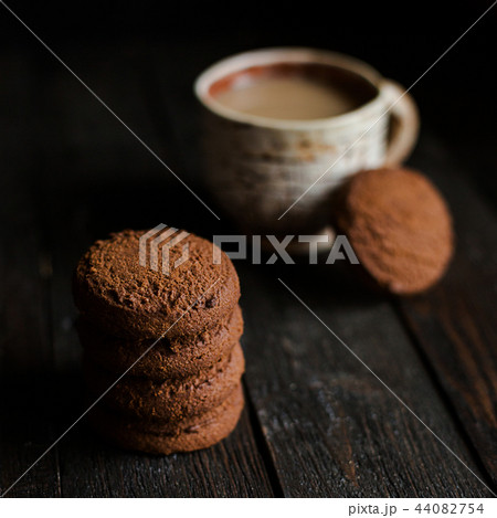 Morning,breakfast with coffee and oat cookies 44082754