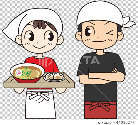 ラーメン店 男女のイラスト素材