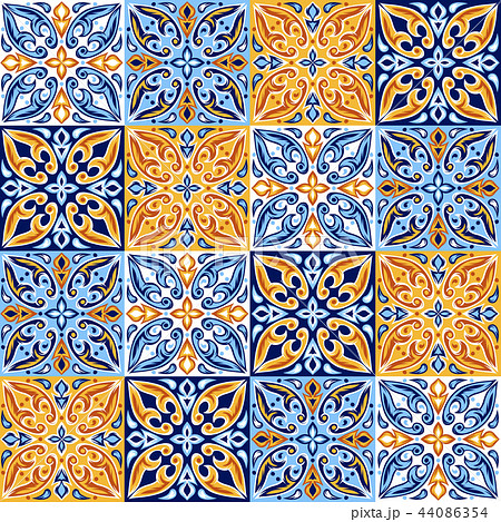 Italian ceramic tile pattern. Ethnic folk ornament. 44086354