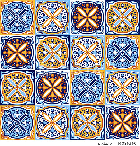 Italian ceramic tile pattern. Ethnic folk ornament. 44086360
