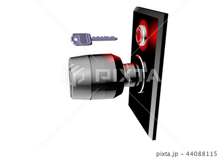 ドアノブと鍵（防犯イメージ　白バック） 44088115