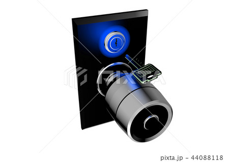 ドアノブと鍵（防犯イメージ　白バック） 44088118