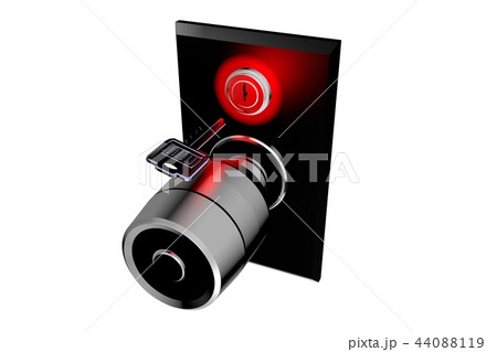 ドアノブと鍵（防犯イメージ　白バック） 44088119