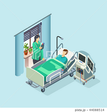 isometric hospital room, patient, doctor isometric hospital room, patient, doctor 44088514