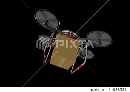 ドローン配達イメージ（黒バック） 44088521