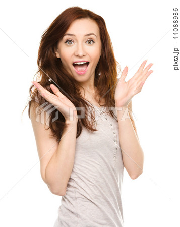 Portrait of a young surprised woman Portrait of a young surprised woman 44088936