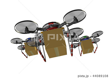 ドローン配達イメージ(編隊飛行・透過素材バージョン) 44089108