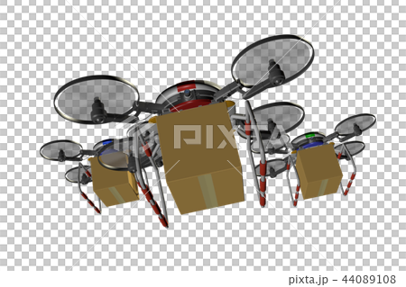 ドローン配達イメージ(編隊飛行・透過素材バージョン) 44089108