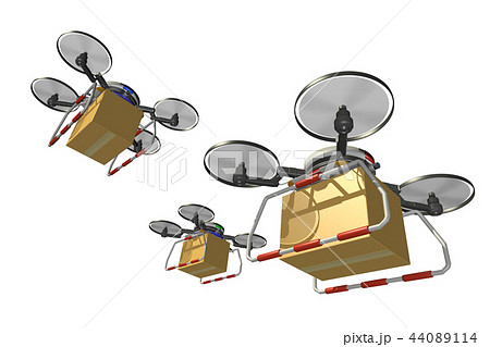 ドローン配達イメージ 編隊飛行 透過素材バージョン のイラスト素材