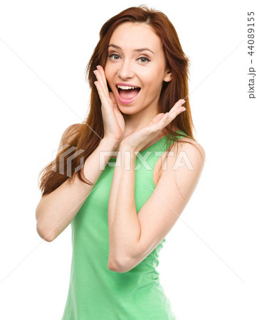 Portrait of a young surprised woman Portrait of a young surprised woman 44089155