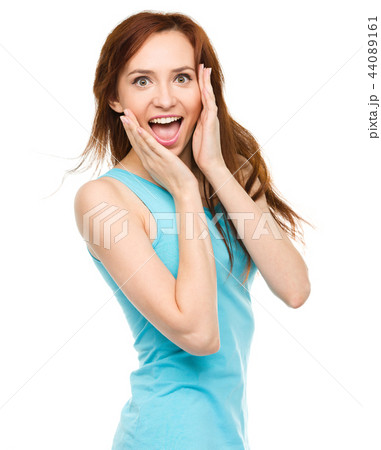 Portrait of a young surprised woman Portrait of a young surprised woman 44089161