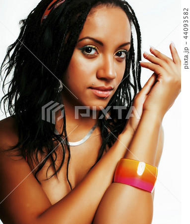 young pretty african american woman isolated on white background 44093582