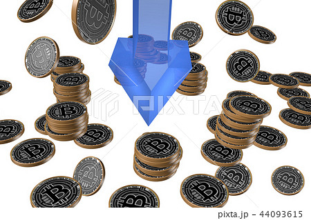 仮想通貨・下落イメージ(透過素材） 44093615