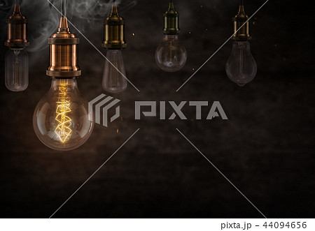 Vintage Edison light bulbs on dark background. Vintage Edison light bulbs on dark background. 44094656